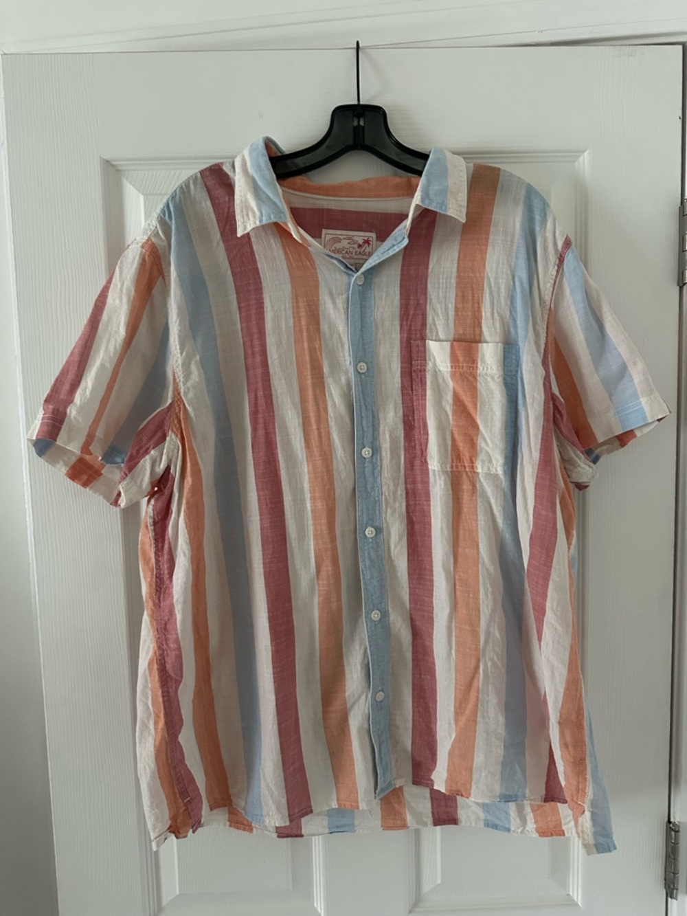 American Eagle Linen-Blend Button Down Shirt